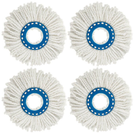 Bardusch-Têtes Microfibre Balai , Tête de Vadrouille Rechange Rond Têtes Mop Rotation à 360 pour Nettoyage des Sols 4Pcs (Diamètre 16 cm)
