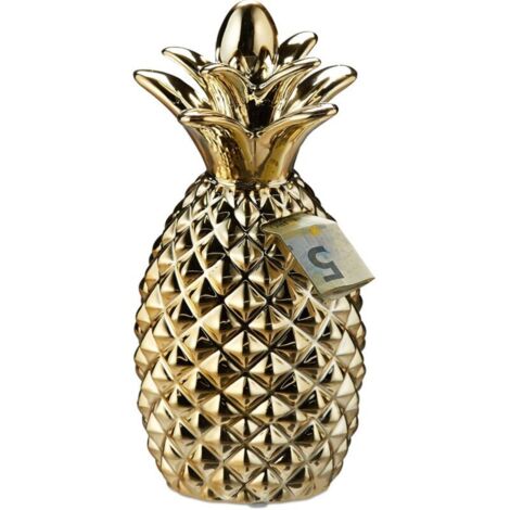 Bardusch-Tirelire Ananas doré, Cochon déco Boite économies épargnes pièces Monnaies Bouchon, HxD 24 x 10,5 cm, Or