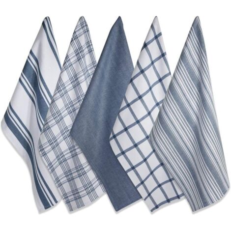 Bardusch-Tissé Assorti Ensemble de torchons de Cuisine, Coton, Bleu Pierre, 18x28