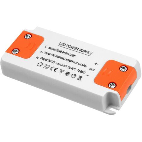 Bardusch-Transformateur 240V 12V LED 60W, transformateur LED entrée, Convertisseur Conducteur Alimentation de Tension Constante, pour Lampes led