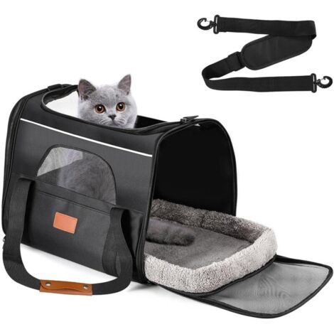 Bardusch - Transporteur pour Chat,Boîte de Transport pour Chat et Chien, Pliable avec bandoulière,Caisse de Transport Chat Respiran,Chats de Grande Taille et Moyenne jusqu'à 9 kgour