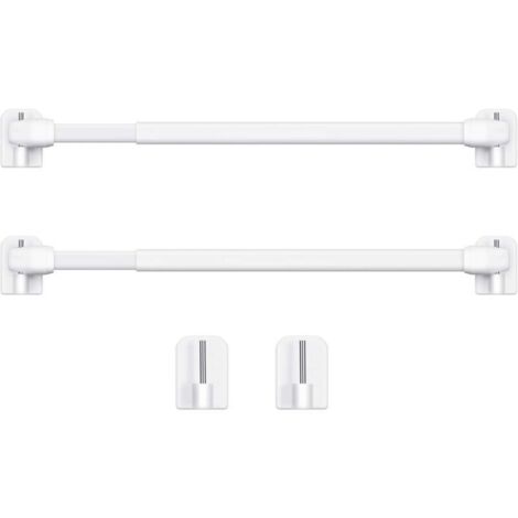 Bardusch-Tringle à Rideau en Plastique Réglable Tringle à Rideau Extensible pour Fenêtre Barres d'Armoire Tige de Tension Crochets de Tringle à Rideau Adhésive, 40 60cm (Blanc，2pcs)