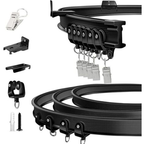 Bardusch-Tringle de rideau pliable - - 5 mètres - Flexible - Robuste - Noir