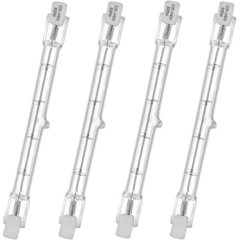 Bardusch-Tube halogène , base R7S, lampe tube halogène T3, 230V, 300 watts, 118 mm, blanc chaud - 2800K (4 pièces)