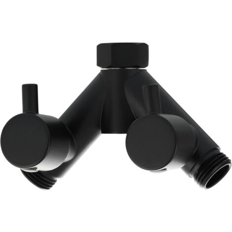 Bardusch Vanne de douche noire avec interrupteur d'arrêt en laiton G 1/2 Tuyau Y Diviseur pour bras de douche