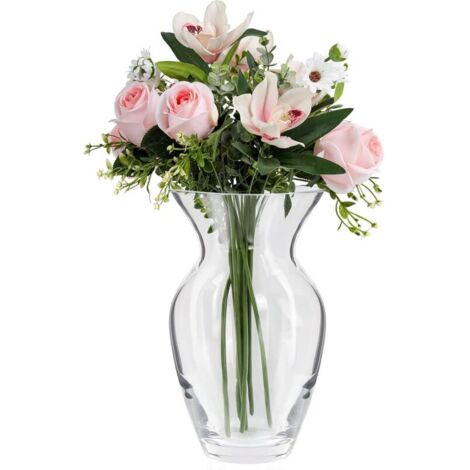 Bardusch-Vase cristal clair cylindrique 10.5cm, verre épais, déco maison, bureau ou mariage