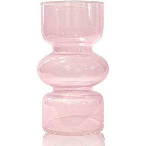 Bardusch-Vase hydroponique en Verre Rose Transparent, décoratif à Trois Couches pour intérieur, géométrique Moderne