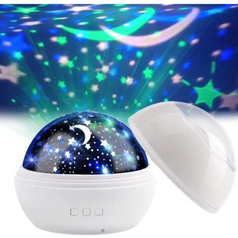 Bardusch-Veilleuse Enfant Etoile et la Lumière de l'océan Projection Rotation à 360° Lampe Projecteur 8 Modes de Couleur pour Chambre Anniversaire Soirée Noël Cadeau Idée, Blanc