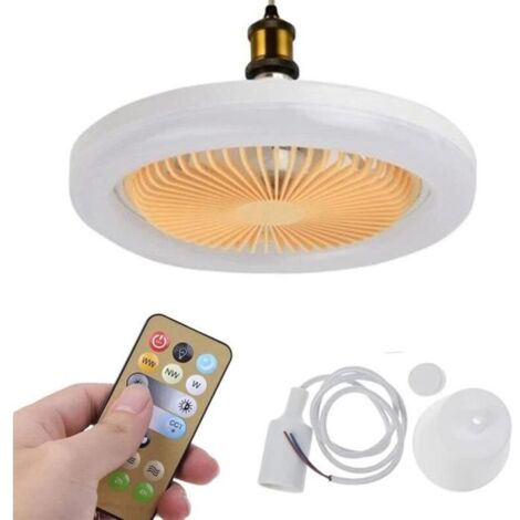 Bardusch - Ventilateur Plafond LED Avec Télécommande Silencieux Lumière Chaude Lampe E27 Moderne 3 Modes pour Chambre Maison Salon