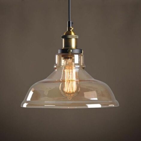 Bardusch - Verre Rétro Suspension Luminaire Industrielle Vintage Lustre Eclairage de Plafond Lampe Design Transparent Ø20CM 1PCS