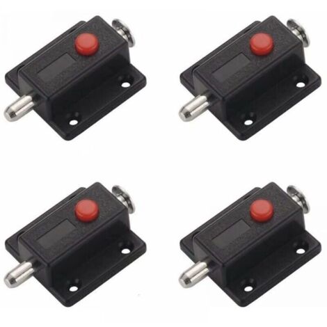 Bardusch-Verrou Targette, loquet glissire de scurit bouton ressort automatique pour armoire, loquets de porte intrieurs et extrieurs fentres, armoires, chambre, salle de bains   4 pices (Noir)