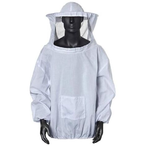 Bardusch-Vêtements de protection pour apiculteurs, combinaison d'apiculture professionnelle avec capuche, chapeau de protection pour abeilles avec fermeture éclair (blanc)