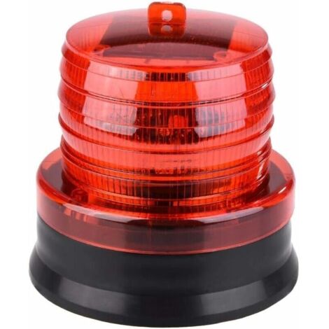 Bardusch-Voyant D'alarme Clignotant Solaire d'urgence de Secours Gyrophare LED Magnetique Balise de Signalisation Avertissement De Sécurité Voiture Barrage Routier Lampe de Poche (Red)