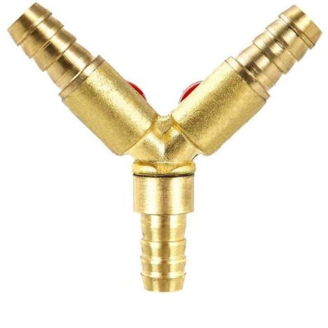 Bardusch-Y Connecteur de tuyau 3 voies séparateur, alliage de laiton et de zinc, 10 mm valve à bille pour eau, huile et gaz pour arrosage de jardin(1 pièce)