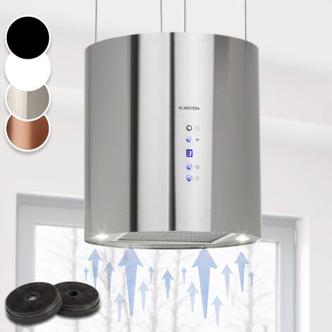 Barett Inselabzugshaube Ø35cm Umluft 558 m³/h LED Aktivkohlefilter