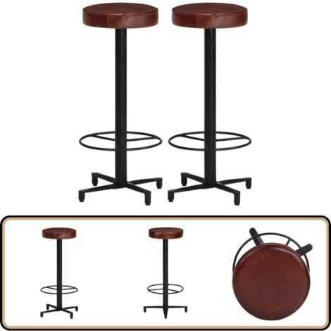 Barhocker 2 Stk. 76 cm Echtleder - Echtleder Barhocker - Barstühle - Küchenhocker - Thekenhocker - Wohnzimmer Dekoration
