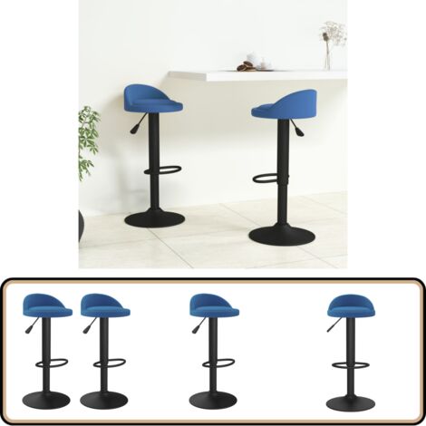 Barhocker 2 Stk. Blau Samt - Samtsitz - Barhocker Blau - Höhenverstellbarer Stuhl - Drehbares Barstool - Thekenhocker