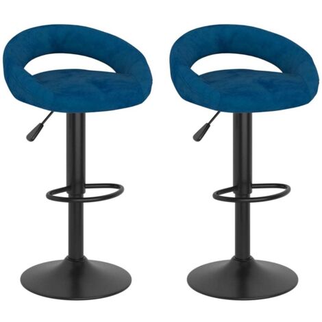 Barhocker 2 Stk. Blau Samt vidaXL