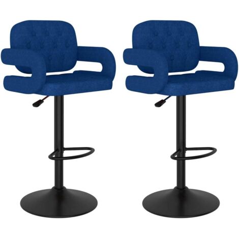 Barhocker 2 Stk. Blau Stoff vidaXL