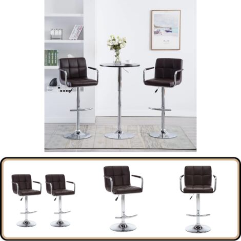 Barhocker 2 Stk. Braun Kunstleder - Barhocker - Küchenhocker - Esstischstühle - Hochstuhl - Designer Stuhl