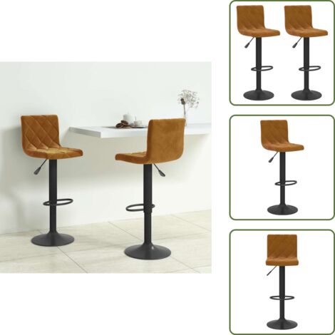 Barhocker 2 Stk. Braun Samt - Barhocker - Barstuhl - Barstühle - Hocker Bar