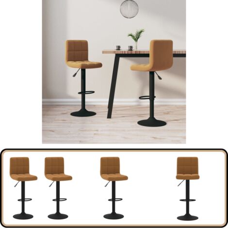 Barhocker 2 Stk. Braun Samt - Barhocker - Samt Sessel - Küchenhocker - Hochstuhl - Drehbares Stuhl