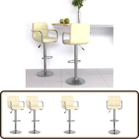 Barhocker 2 Stk. Creme Kunstleder - Barhocker - Küchenhocker - Esstischstühle - Drehbare Hocker - Höhenverstellbarer Stuhl