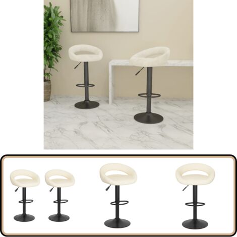 Barhocker 2 Stk. Creme Samt - Samt Sessel - Creme Barhocker - Hochwertige Barhocker - Drehbare Barhocker - Barhocker Mit Fussablage