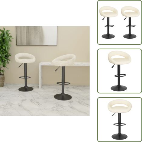 Barhocker 2 Stk. Creme Samt - Samt Sessel - Creme Barhocker - Hochwertige Barhocker - Drehbare Barhocker - Barhocker Mit Fussablage