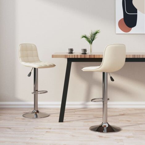 Barhocker 2 Stk. Creme Stoff vidaXL