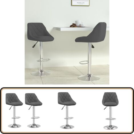 Barhocker 2 Stk. Dunkelgrau Samt - Samtsitz - Barhocker - Drehbare Barhocker - Höhenverstellbar - Esstischstuhl