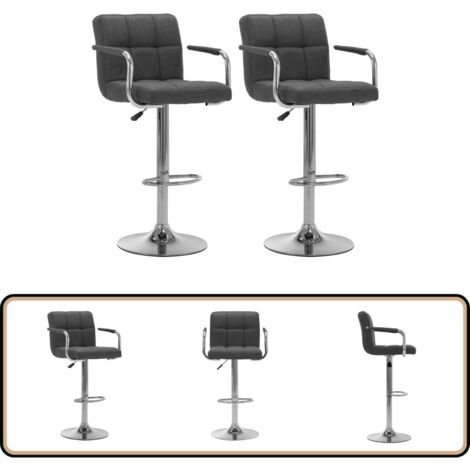Barhocker 2 Stk. Dunkelgrau Stoff - Barhocker - Küchenhocker - Thekenhocker - Stuhl - Wohnzimmer Dekoration