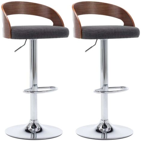 Barhocker 2 Stk. Dunkelgrau Stoff und Bugholz vidaXL