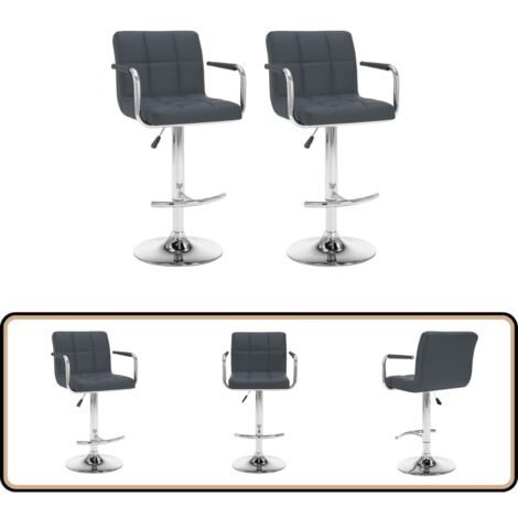 Barhocker 2 Stk. Grau Kunstleder - Barhocker - Küchenhocker - Esstischstühle - Hochwertige Möbel - Designerstühle