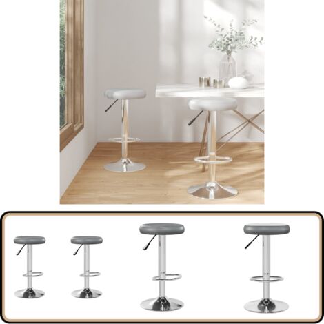 Barhocker 2 Stk. Grau Kunstleder - Barhocker Set - Küchenhocker - Drehbares Hocker - Gaslift Höhenverstellbar - Kunstledersitzfläche