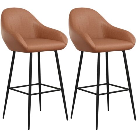 Barhocker 2 Stk. Hellbraun Kunstleder vidaXL