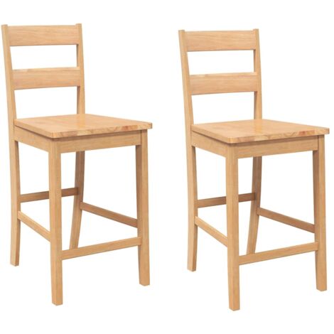 Barhocker 2 Stk. Natur Massivholz Gummibaum vidaXL