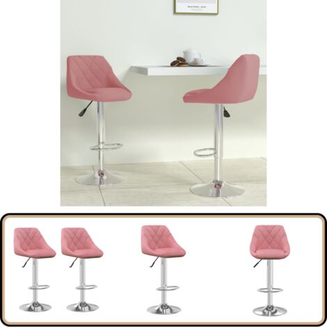 Barhocker 2 Stk. Rosa Samt - Samtsessel - Rosa Sessel - Barhocker - Drehbares Stuhl - Höhenverstellbarer Stuhl