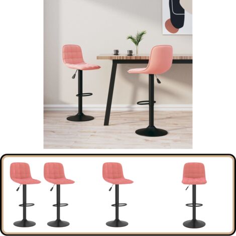 Barhocker 2 Stk. Rosa Samt - Samtsessel - Rosa Sessel - Barhocker - Drehstühle - Küche Stuhl