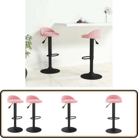 Barhocker 2 Stk. Rosa Samt - Samtsessel - Rosa Sessel - Barhocker - Thekenhocker - Höhenverstellbarer Stuhl