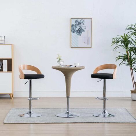 Barhocker 2 Stk. Schwarz Kunstleder und Bugholz vidaXL