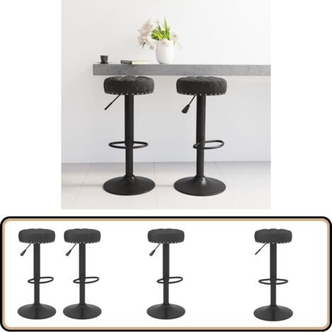 Barhocker 2 Stk. Schwarz Samt - Barhocker - Samt Sessel - Küchenhocker - Drehbares Stuhl - Hochstuhl