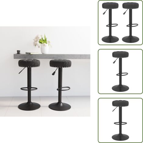 Barhocker 2 Stk. Schwarz Samt - Barhocker - Samt Sessel - Küchenhocker - Drehbares Stuhl - Hochstuhl