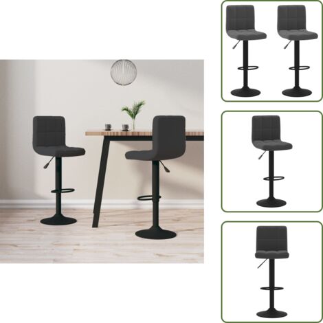 Barhocker 2 Stk. Schwarz Samt - Samt Sessel - Barhocker - Schwarzer Stuhl - Drehbares Barstool - Höhenverstellbar