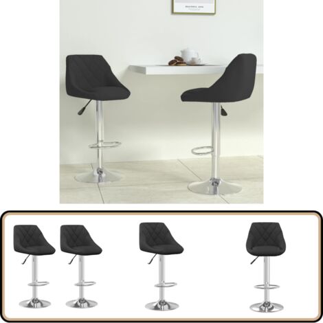 Barhocker 2 Stk. Schwarz Samt - Samtsitz - Barhocker - Drehbare Barhocker - Höhenverstellbar - Esstischstuhl