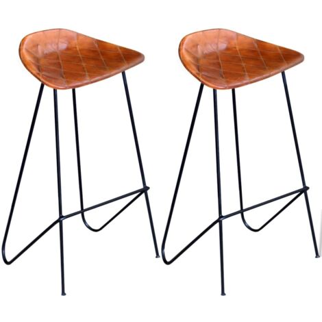 Barhocker 2 Stk. Schwarz und Braun Echtleder vidaXL