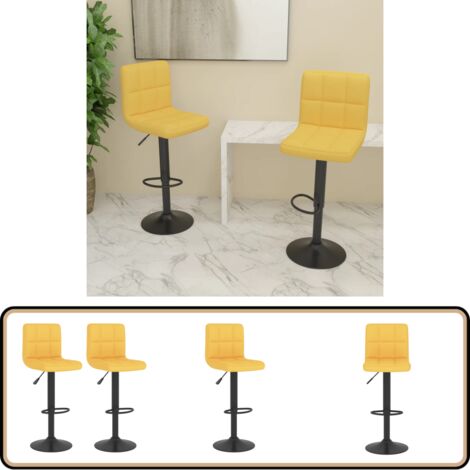 Barhocker 2 Stk. Senfgelb Stoff - Barhocker - Sessel - Küchenhocker - Esstischsessel - Drehbares Stuhl