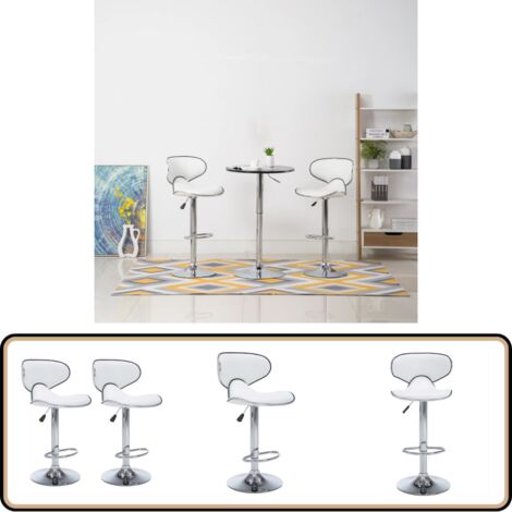 Barhocker 2 Stk. Weiß Kunstleder - Barhocker - Küchenhocker - Esszimmerstühle - Designerstühle - Weiße Möbel