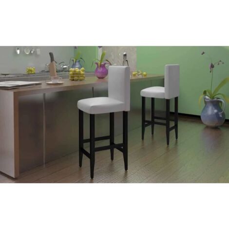 Barhocker 2 Stk. Weiß Kunstleder vidaXL