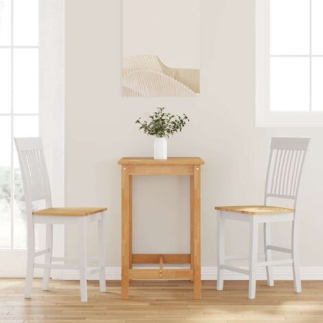 Barhocker 2 Stk. Weiß Massivholz Gummibaum vidaXL529926